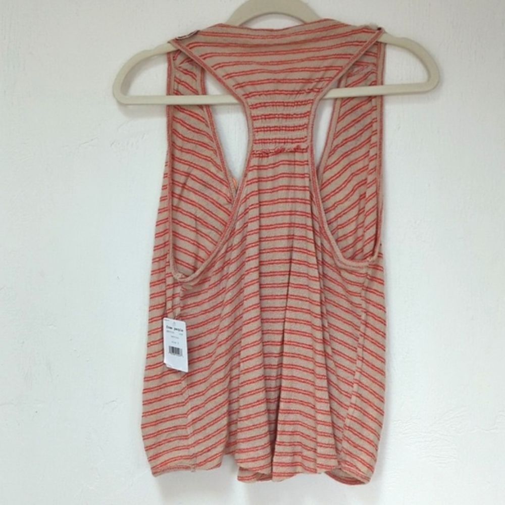 Free People Women's Beige/Red Striped Surplice Tank Top Stripes NWT Size S - Picture 5 of 7